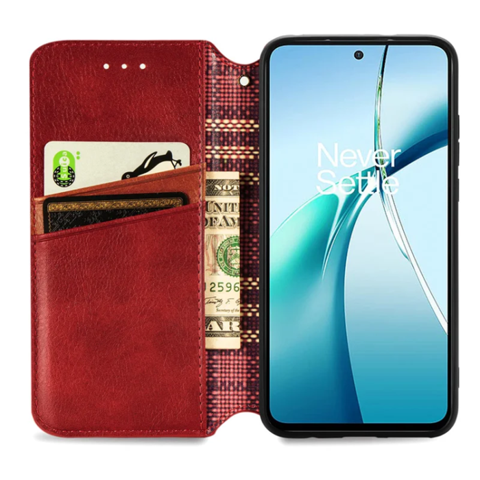 A-One Brand - Xiaomi 15 Ultra Plånboksfodral Rhombus Imprint Läder - Röd