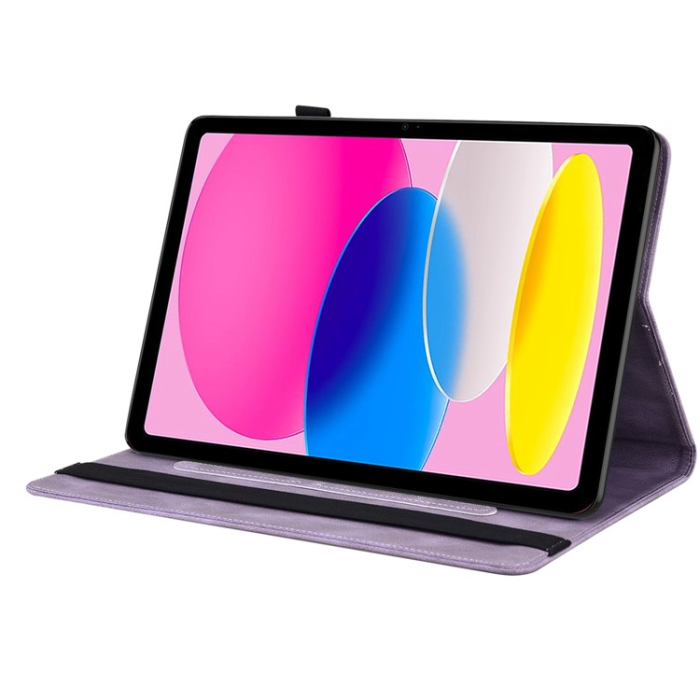 A-One Brand - iPad 10.9 (2022) Fodral Butterfly Flower Imprinted - Lila