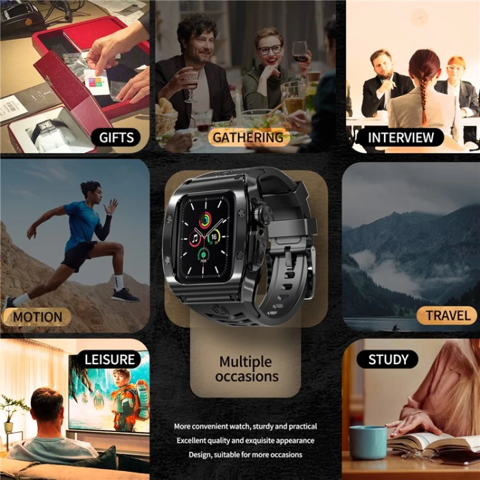 Shelbox - Shellbox Apple Watch 44mm Armband Silikon Metal - Svart