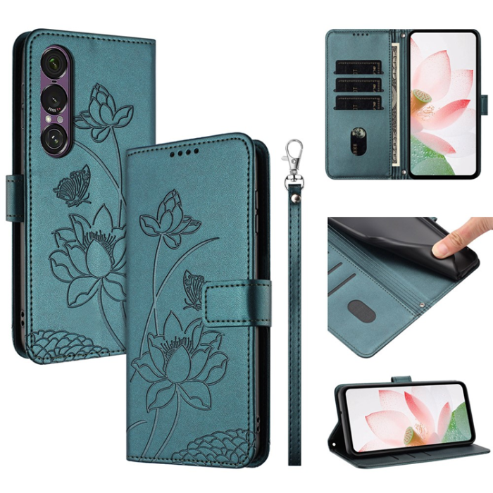 A-One Brand - Sony Xperia 1 VII Plånboksfodral Lotus Imprint - Mörkgrön
