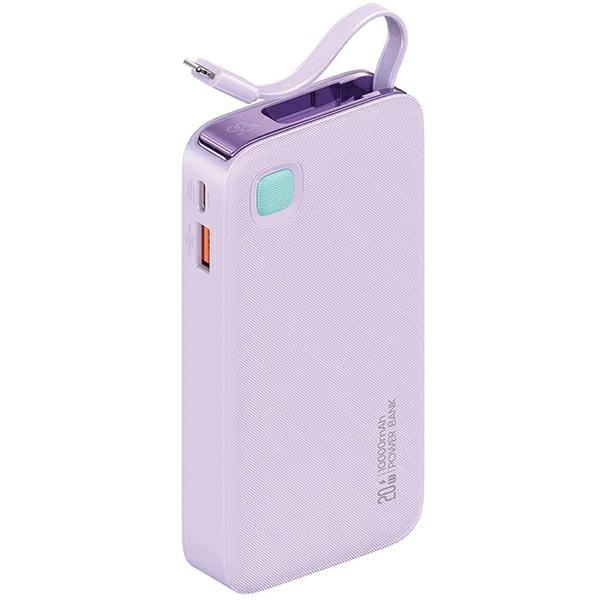 USAMS Powerbank 10000mAh 20W Med Lightning Kabel Retractable - Lila | 505295 | AlltMobil