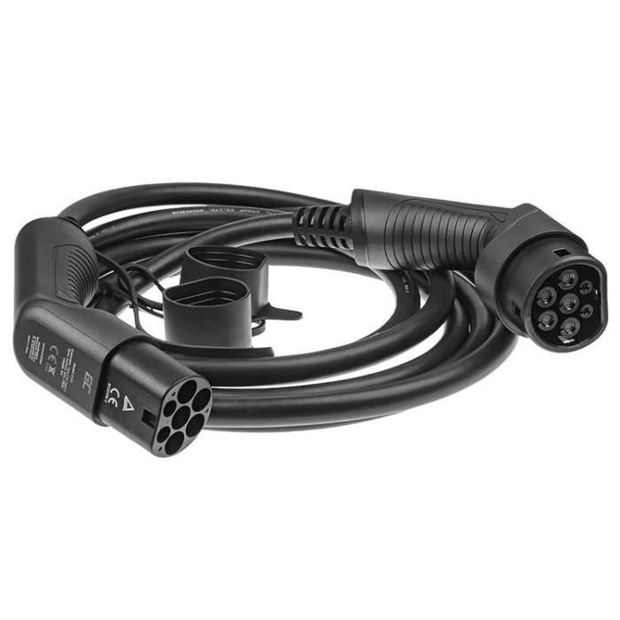 UTGATT1 - GREENCELL Laddkabel Elbil EV12 Typ2 7m 11kW 16A 3-FAS IP55 - Svart
