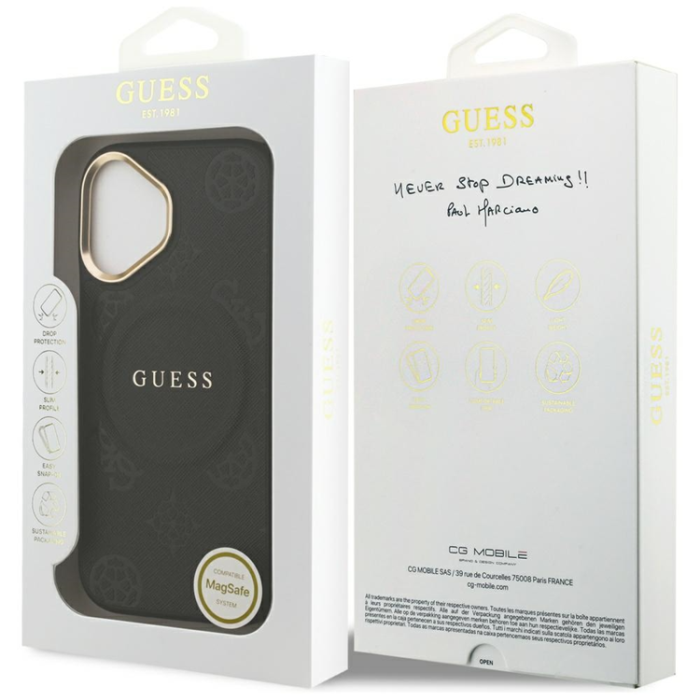 Guess - Guess iPhone 17 Mobilskal Magsafe Peony Hot Stamp - Svart