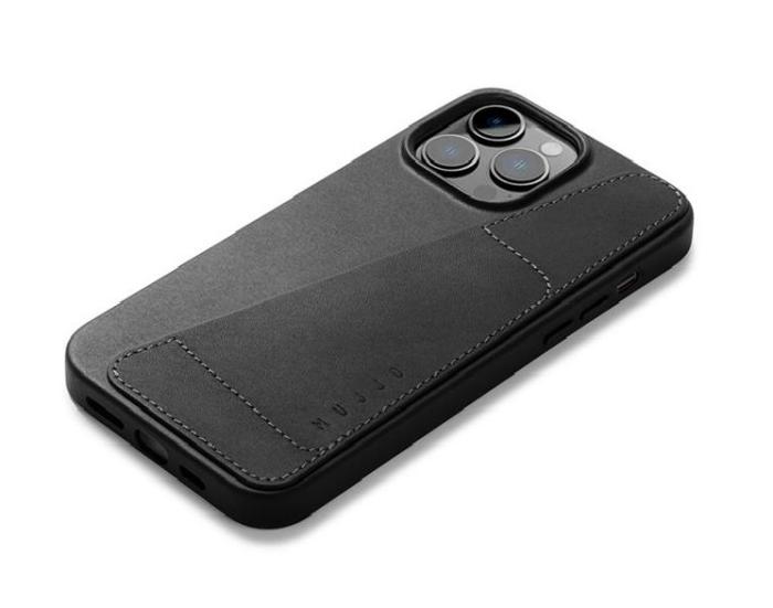 Mujjo - Mujjo iPhone 14 Pro Max Skal Korthållare Full Läder - Svart