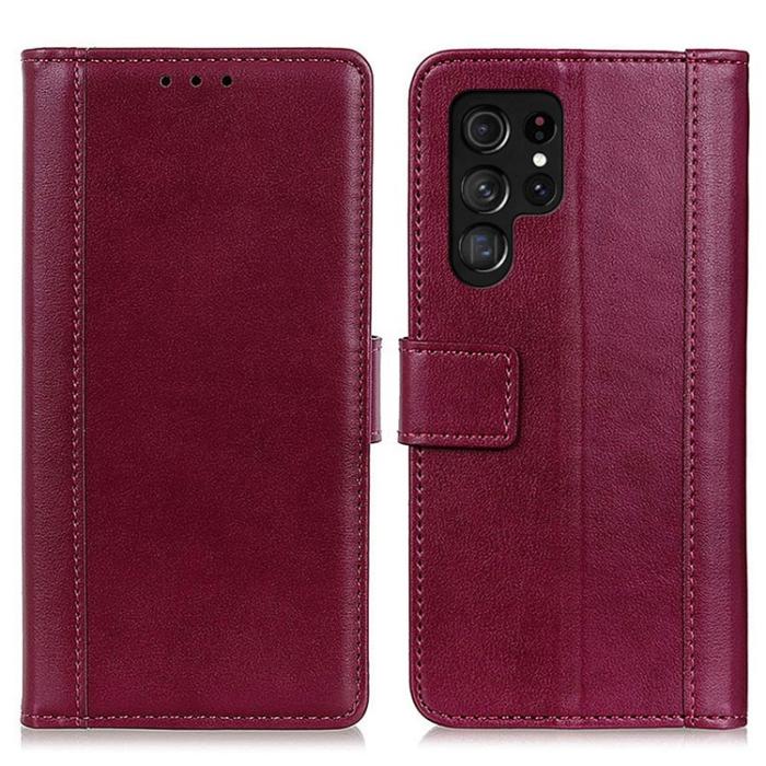 KHAZNEH - KHAZNEH Galaxy S23 Ultra Plånboksfodral Stand Flip PU Läder - Röd