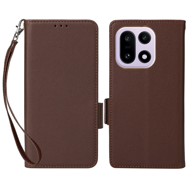 OnePlus 15 5G Plånboksfodral Litchi Texture Konstläder - Brun (Brun) | 2353 | AlltMobil