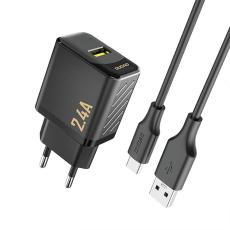 Dudao - Dudao V&auml;ggladdare USB-A 2.4A GaN med USB-C Kabel A23TEU - Svart