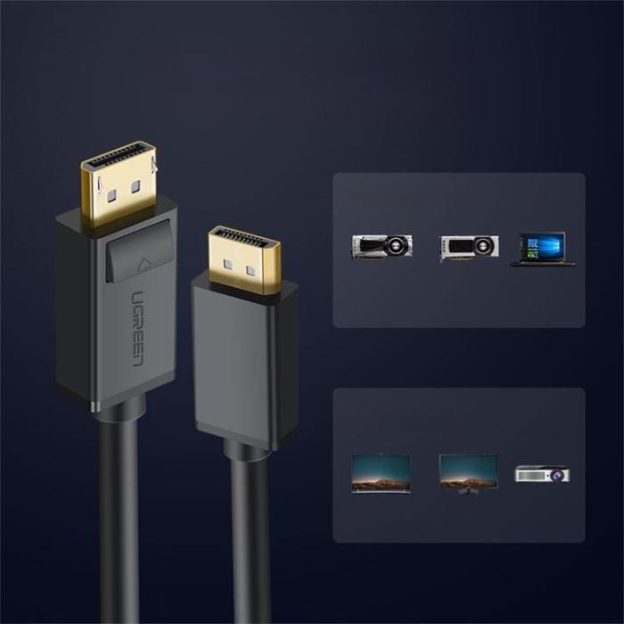 Ugreen - Ugreen DisplayPort Till DisplayPort 4K Kabel 1m - Svart