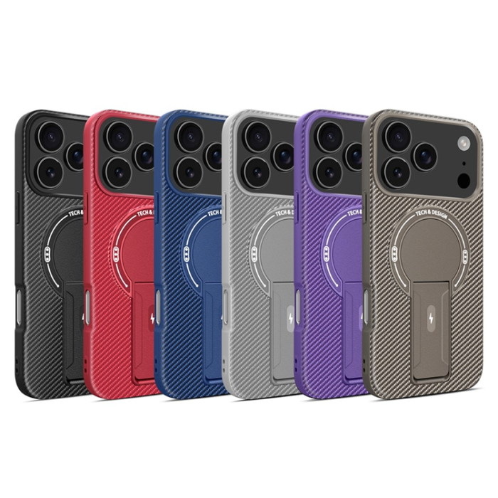 A-One Brand - iPhone 17 Pro Max Mobilskal MagSafe Kickstand Carbon Fiber
