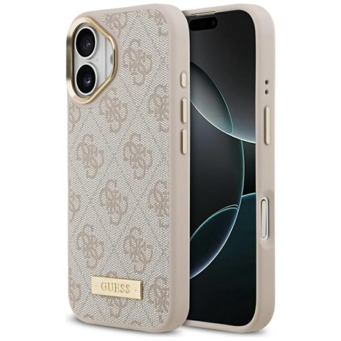 Guess - Guess iPhone 17 Mobilskal MagSafe 4G Logo Plate - Rosa