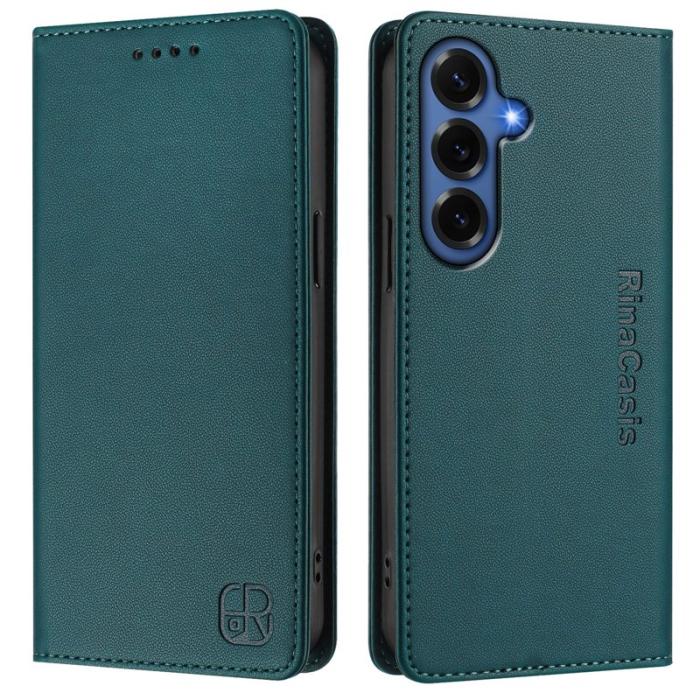 OEM - RINACASIS Samsung Galaxy S26+ Plånboksfodral Konstläder RFID Skydd - Grön