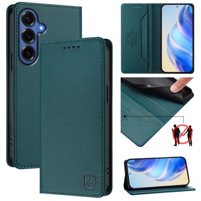 OEM - RINACASIS Samsung Galaxy S26+ Plånboksfodral Konstläder RFID Skydd - Grön