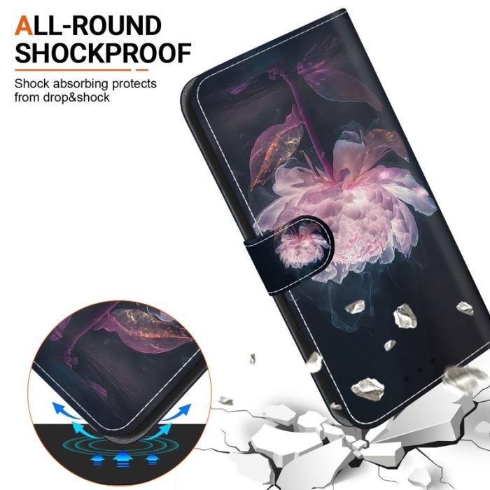 OEM - Samsung Galaxy S26 Plånboksfodral Anti-Drop Mönstertryck Konstläder - Lila Peony