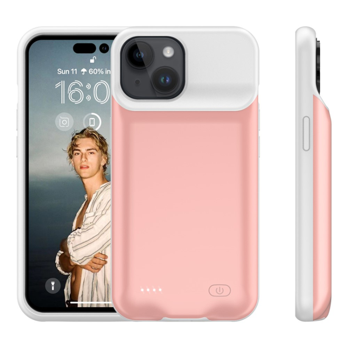 A-One Brand - iPhone 15 Batteriskal 7000mAh - Rosa