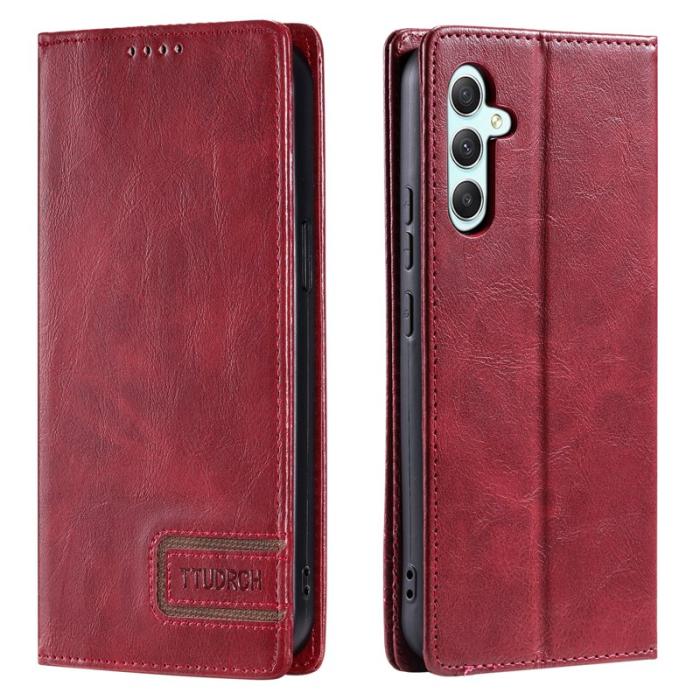 TTUDRCH - TTUDRCH Samsung Galaxy S26+ Plånboksfodral Konstläder RFID Skydd - Vinröd