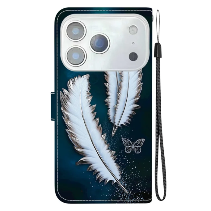 A-One Brand - iPhone 17 Pro Max Plånboksfodral Med Lanyard - Butterfly Feather