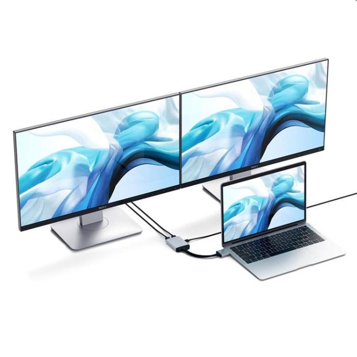 UTGATT1 - Satechi USB-C dubbel HDMI Adapter - Silver