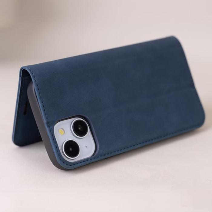 OEM - iPhone 16 Pro Max Plånboksfodral Smart Suede - Marinblå