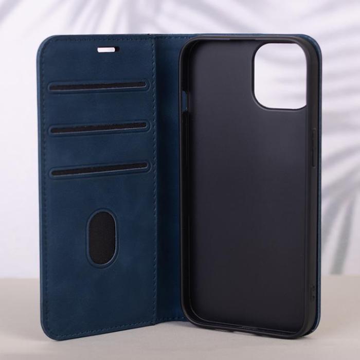 OEM - iPhone 16 Pro Max Plånboksfodral Smart Suede - Marinblå