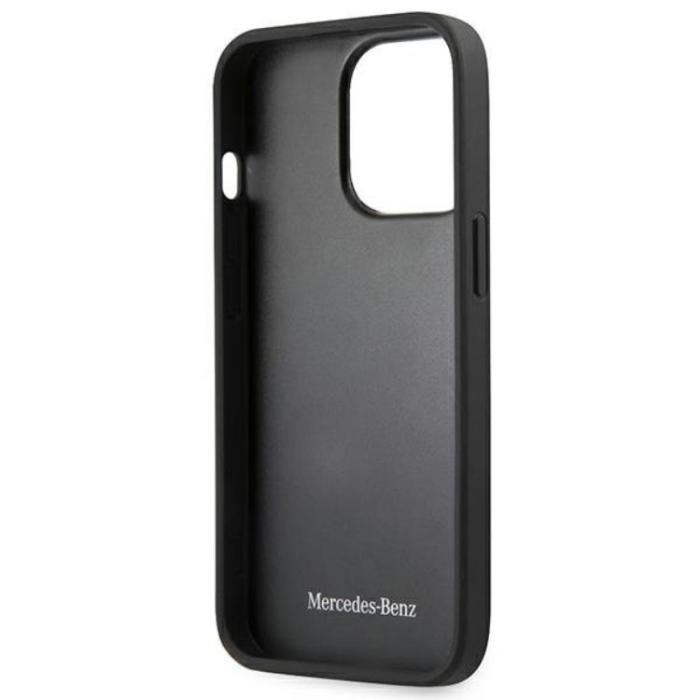 Mercedes - Mercedes iPhone 13 Pro Skal Läder Meshed Metal Logo - Svart