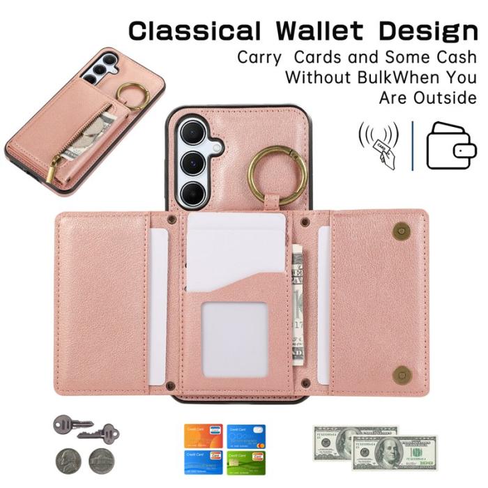 OEM - Plånboksfodral för Samsung Galaxy S26 Konstläder Kickstand - Rosa