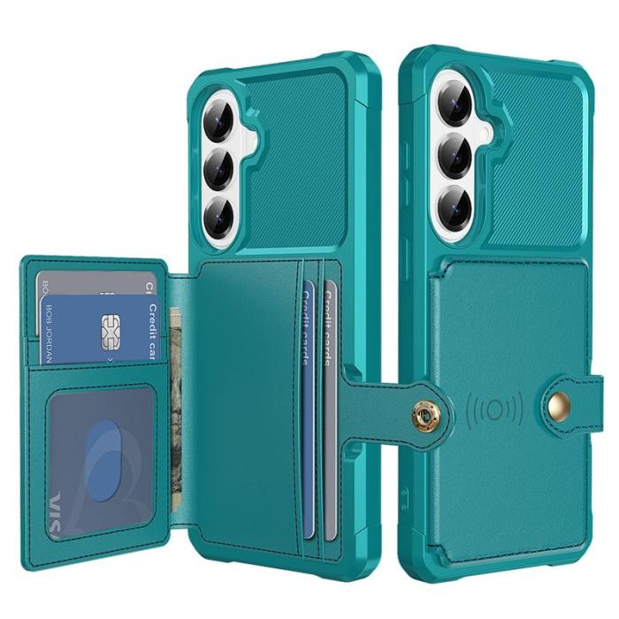 OEM - Mobilfodral för Samsung Galaxy S26 Plus Kortfack Konstläder + TPU - Grön