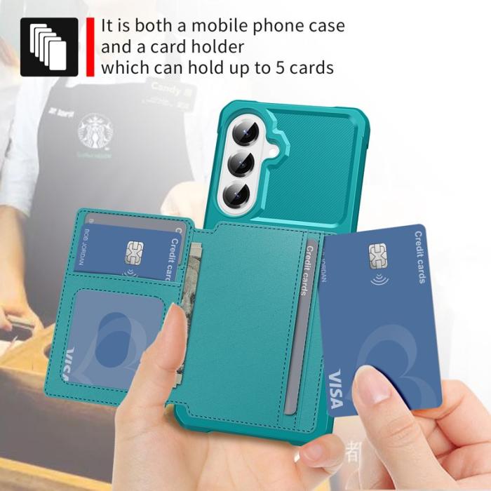 OEM - Mobilfodral för Samsung Galaxy S26 Plus Kortfack Konstläder + TPU - Grön