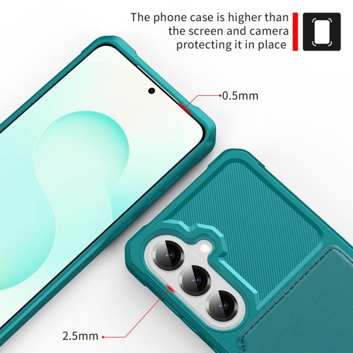 OEM - Mobilfodral för Samsung Galaxy S26 Plus Kortfack Konstläder + TPU - Grön