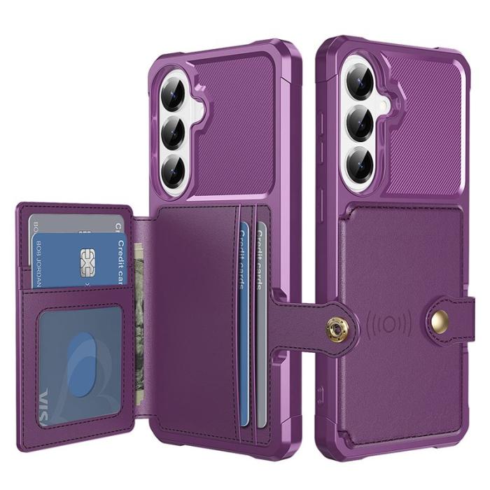 OEM - Mobilfodral för Samsung Galaxy S26 Plus Kortfack Konstläder + TPU - Lila