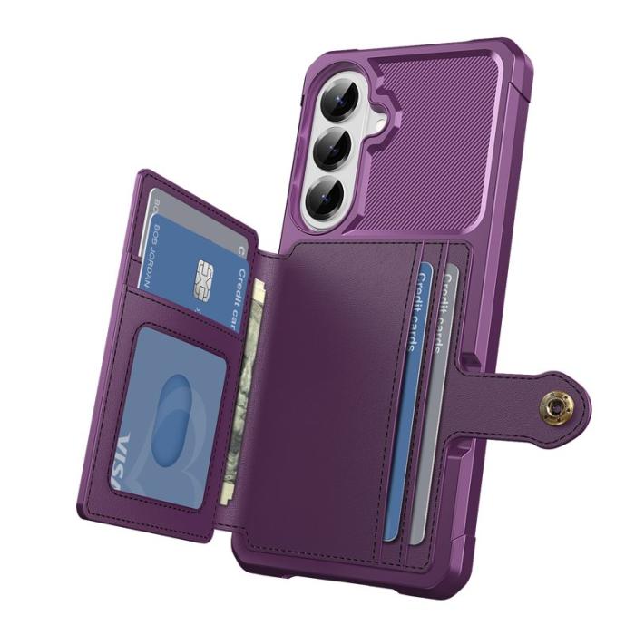 OEM - Mobilfodral för Samsung Galaxy S26 Plus Kortfack Konstläder + TPU - Lila