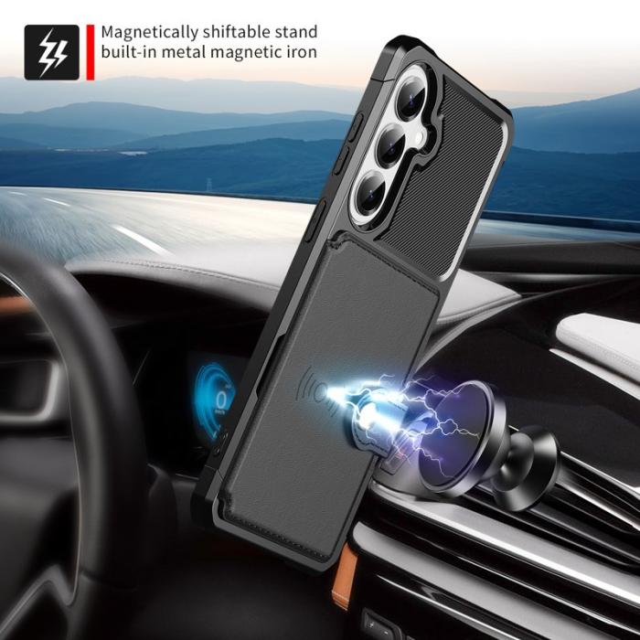 OEM - Mobilfodral för Samsung Galaxy S26 Plus Kortfack Konstläder + TPU - Svart