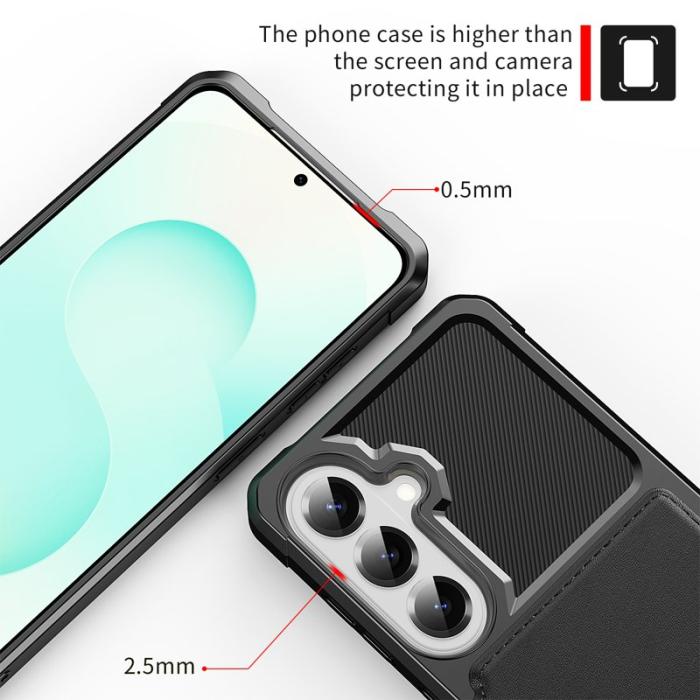 OEM - Mobilfodral för Samsung Galaxy S26 Plus Kortfack Konstläder + TPU - Svart
