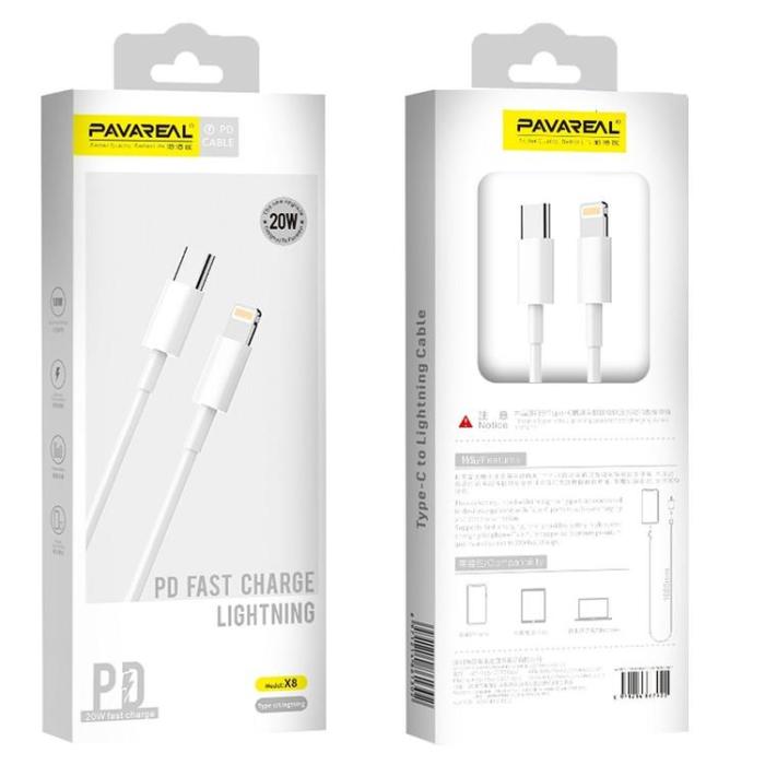 Pavareal - Pavareal USB-C till Lightning kabel 1M - Vit