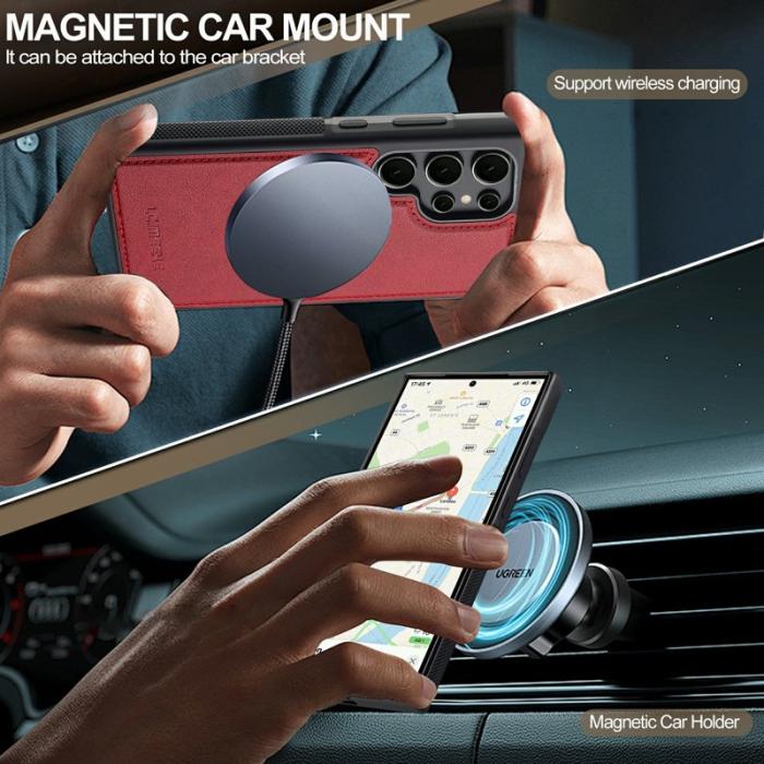 LC.imeeke - LC.IMEEKE Mobilskal för Samsung Galaxy S26 Ultra Magnetiskt Konstläder - Röd