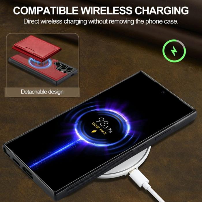 LC.imeeke - LC.IMEEKE Mobilskal för Samsung Galaxy S26 Ultra Magnetiskt Konstläder - Röd