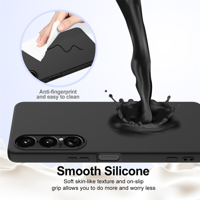 A-One Brand - Sony Xperia 1 VII Mobilskal MagSafe Non-Slip Liquid Silikon - Svart