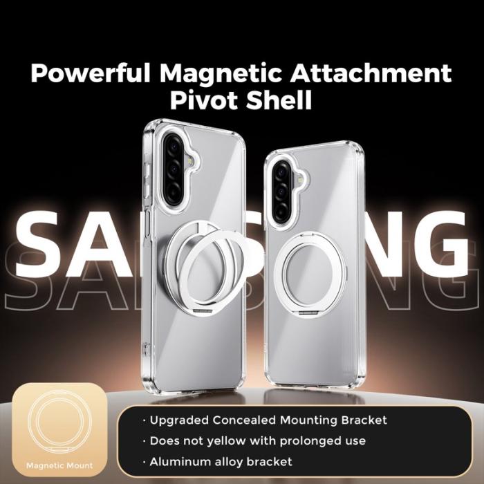 ABEEL - ABEEL Q-LUCK Mobilskal till Samsung Galaxy A17 5G Silver Rotating Kickstand