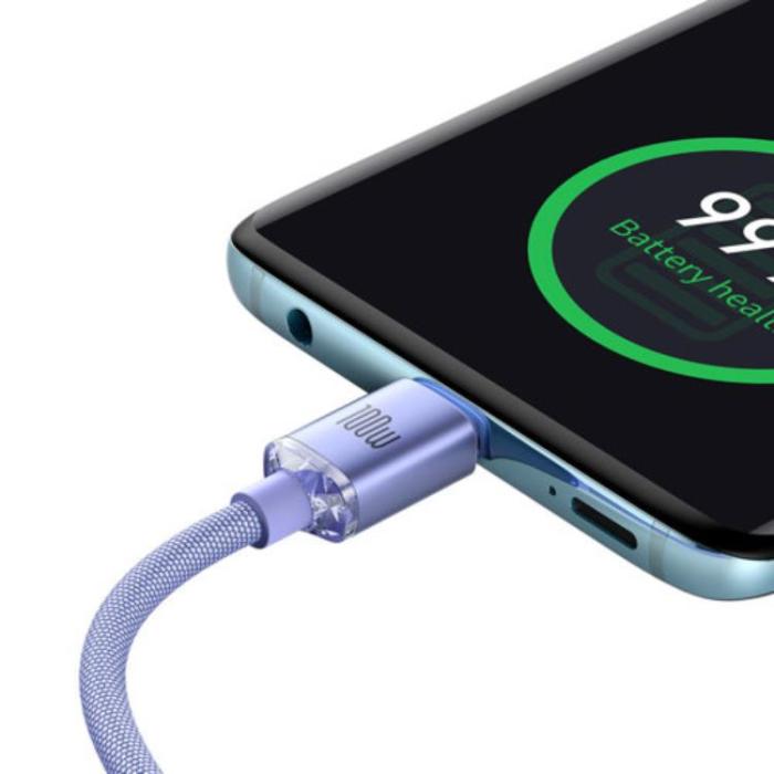 BASEUS - Baseus USB-C till USB-C 100W 1.2m - Lila