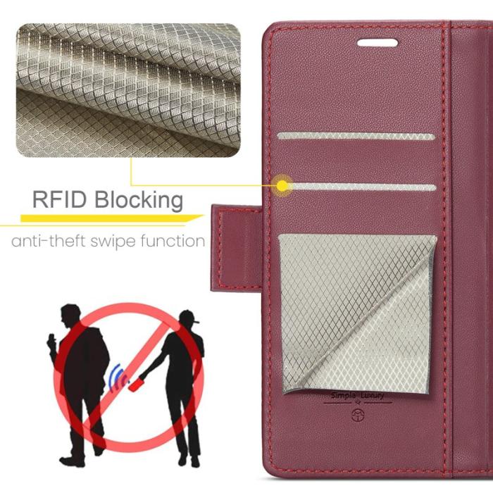 Caseme - CASEME Plånboksfodral Konstläder för Samsung Galaxy S24 FE - Röd