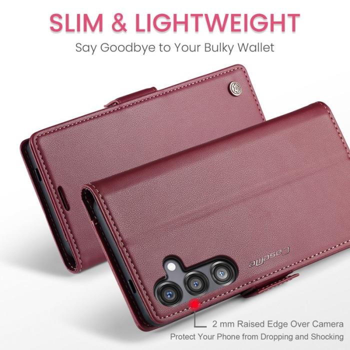 Caseme - CASEME Plånboksfodral Konstläder för Samsung Galaxy S24 FE - Röd