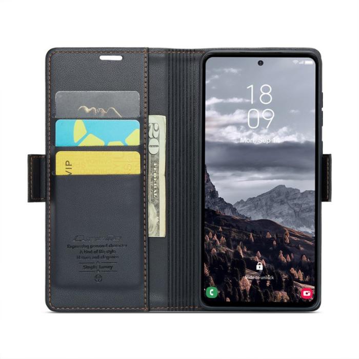 Caseme - CASEME Plånboksfodral Konstläder för Samsung Galaxy S24 FE - Svart