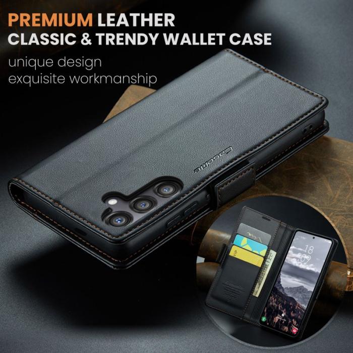 Caseme - CASEME Plånboksfodral Konstläder för Samsung Galaxy S24 FE - Svart