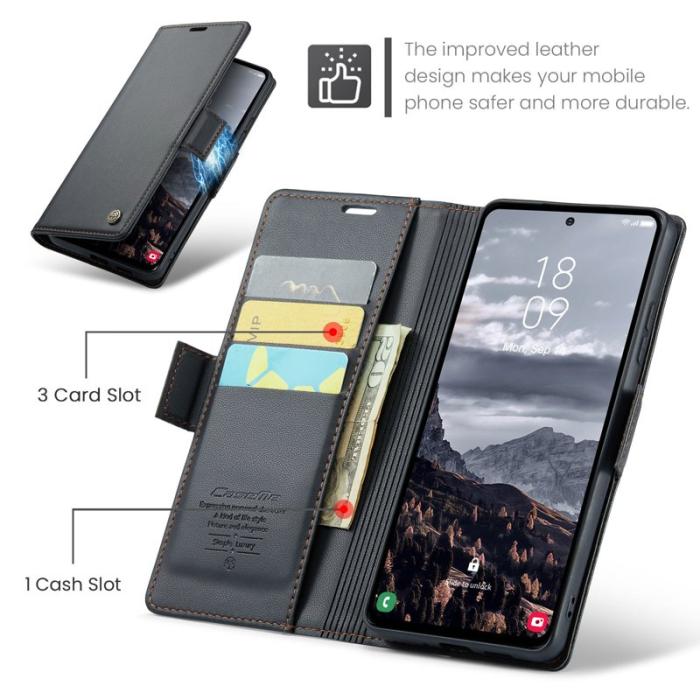 Caseme - CASEME Plånboksfodral Konstläder för Samsung Galaxy S24 FE - Svart