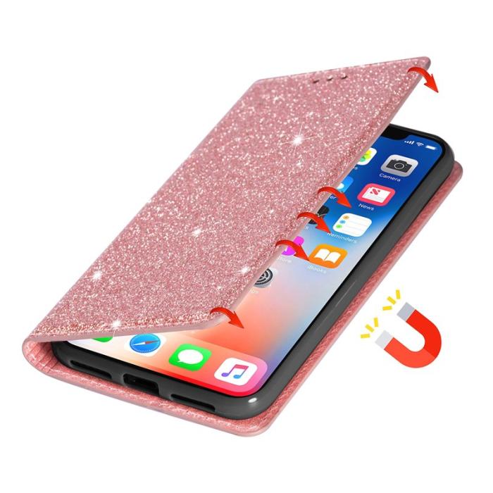 OEM - Mobilskal till SAMSUNG Galaxy S26 Plus Glittrande PU Läder Kortfack Roséguld