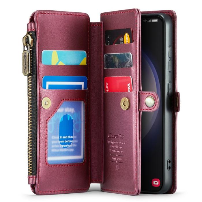 Caseme - CASEME Plånboksfodral Konstläder till Samsung Galaxy S23 - Vinröd