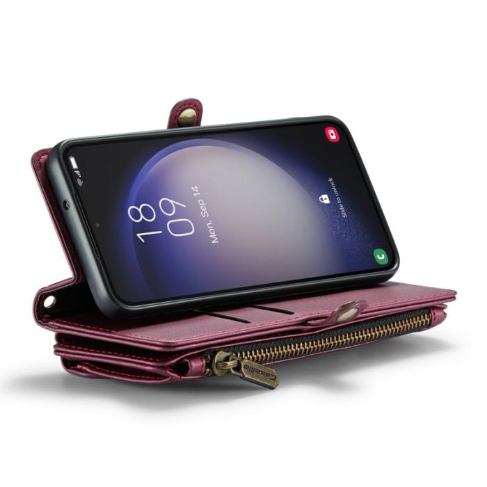 Caseme - CASEME Plånboksfodral Konstläder till Samsung Galaxy S23 - Vinröd