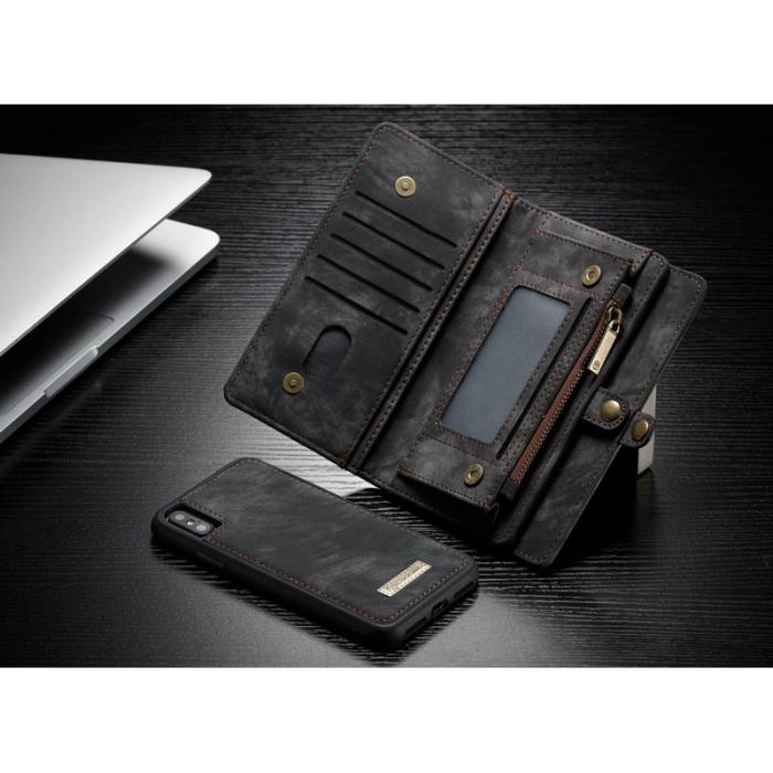 Caseme - CASEME Detachable 2-in-1 Plånboksfodral i Konstläder för iPhone X - Svart