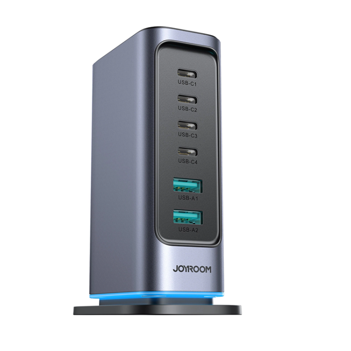 Joyroom - Joyroom Snabbladdare 65W 4xUSB-C 2xUSB-A GaN - Mörkgrå