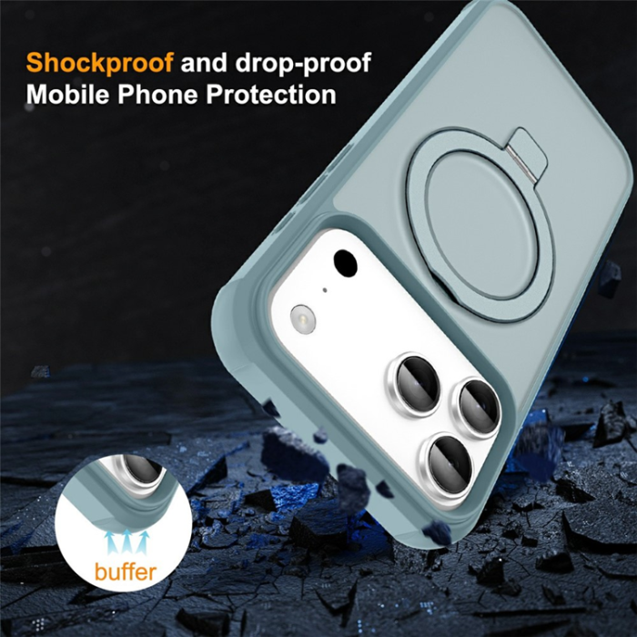 A-One Brand - iPhone 17 Pro Mobilskal MagSafe TPU+PC Kickstand - Sjöblå