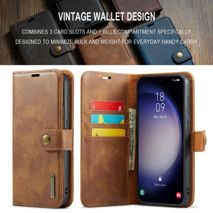 DG.MING - DG.MING Samsung Galaxy S24 FE Plånboksfodral Äkta läder - Brun